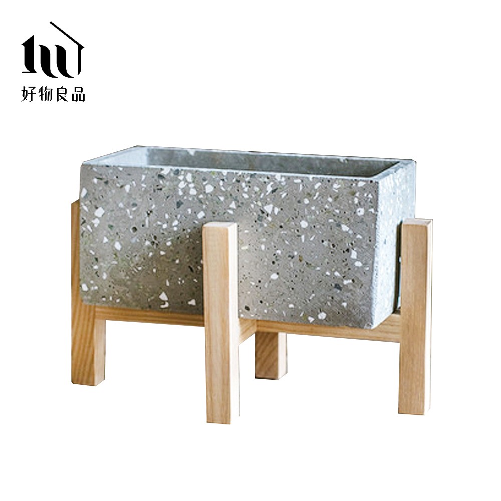 好物良品】長形水磨石手作水泥盆栽花盆花器陽台多肉植物盆器擺飾品