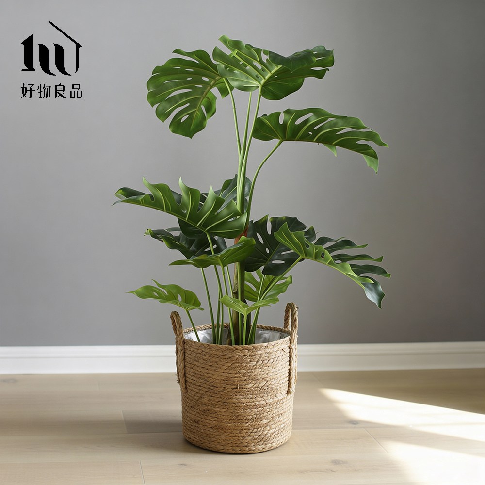 好物良品】小款三入組_日本藤編植物盆栽籃｜防水內裏花盆套雙提手落地