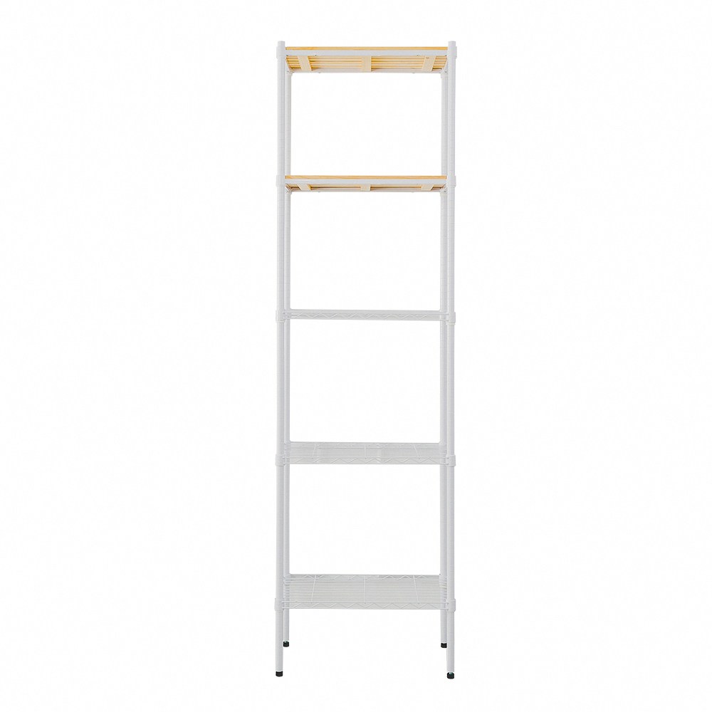 dayneeds】松木60x30x210公分三層烤白雙桿衣櫥含輪原木｜層架收納