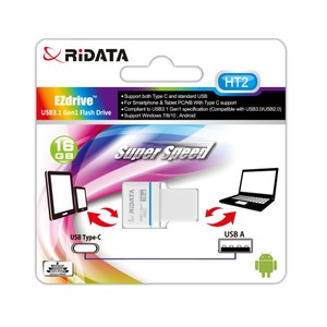 RIDATA錸德HT2 USB3.1Gen1+TypeC雙介面隨身碟 16G OTG白