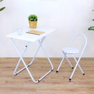 【頂堅】耐重型長方形折疊桌椅組/洽談桌椅組/餐桌椅組(1桌1椅)-二色素雅白色