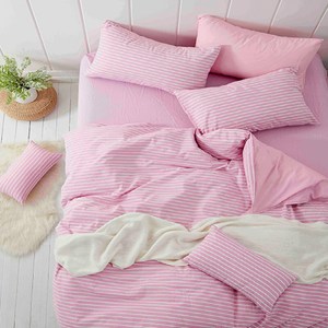 TRONlife好床生活｜水洗純棉四件式兩用被床包組｜櫻花粉紫雙人加大