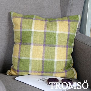TROMSO品味英倫棉麻抱枕/英倫格子黃綠