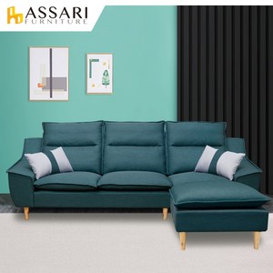 ASSARI-迪克涼感耐磨防潑水L型布沙發米色