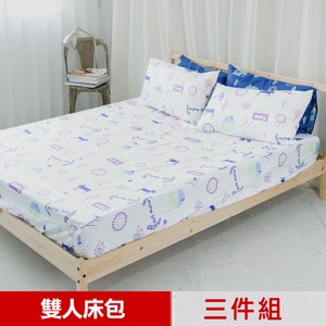 【米夢家居】原創夢想家園-100%精梳純棉雙人5尺床包三件組-白日夢