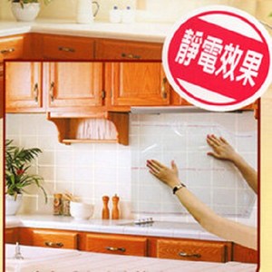 金德恩 台灣製造 2組廚房免刷洗防油汙靜電透明壁貼12張/包