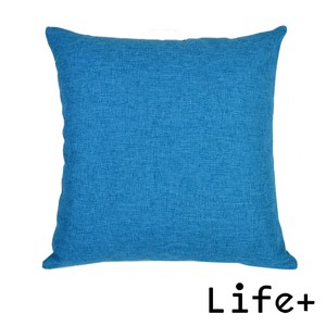 【Life+】簡約素色 棉麻舒適方型抱枕.靠枕_深藍