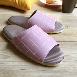 【iSlippers】療癒系舒活布質室內拖鞋(多款任選)方格-紫(M)