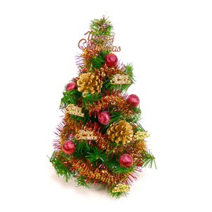 【摩達客】台灣製迷你1尺(30cm)裝飾綠色聖誕樹(紅金松果色系)(免組裝/本島免運費)