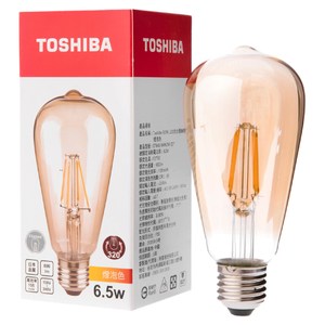 日本 TOSHIBA 東芝照明 6.5W LED仿古燈絲燈泡 燈泡色