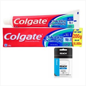 Colgate 三效合一牙膏(200g*12)+REACH無味牙線*3