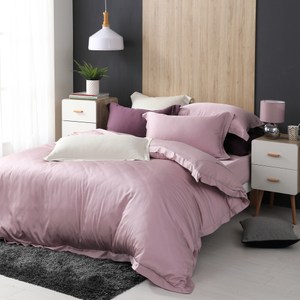 100%萊賽爾天絲-薰衣粉紫 四件式兩用被套床包組(雙人)