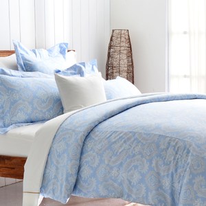 【Cozy inn】湛青-淺藍 300織精梳棉四件式兩用被床包組(雙人