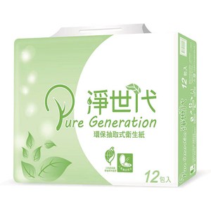 【淨世代】環保抽取式衛生紙100抽12包x6串/箱