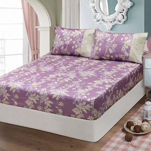 【FITNESS】精梳棉單人床包枕套二件組--緲緲煙花(紫)3.5*6.2