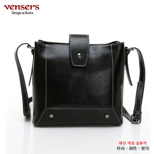 【vensers】小牛皮潮流個性斜肩背包(NL1083901黑色)