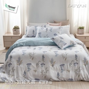 《DUYAN 竹漾》100%天絲加大四件式鋪棉兩用被床包組-水色寄語