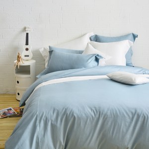 Cozy inn簡單純色-200織精梳棉被套床包組-單人(多色任選)灰藍