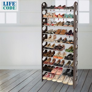 【LIFECODE】可調式十層鞋架/可放30雙鞋 (咖啡色)
