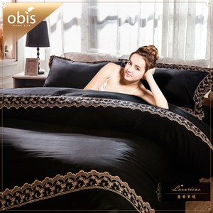 【obis】精梳棉蕾絲單人3.5*6.2尺床包被套組-奢華夢境