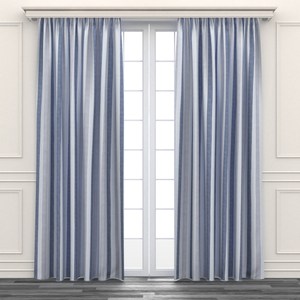 簡約色條印花遮光窗簾 寬200x高165cm 藍色
