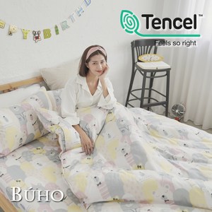 BUHO 舒涼TENCEL天絲雙人四件式兩用被床包組(毛毛森友會)