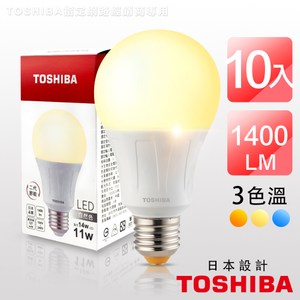 TOSHIBA東芝-10入組 第二代 高效球泡燈  11W LED白光6500K