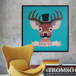 TROMSO北歐時代風尚有框畫-翹鬍子麋鹿50*50cm