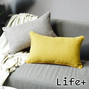 【Life+】 優雅北歐色調 棉麻舒適長型抱枕.腰靠枕(二色)芥末黄
