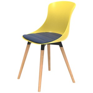 組 - 特力屋萊特 塑鋼椅 櫸木腳架40mm/黃椅背/丹寧座墊