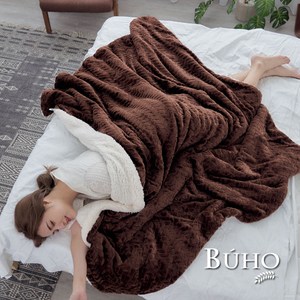 BUHO 文青感質純色法蘭絨/羊羔絨雙層暖絨毯(150x200cm)書香咖