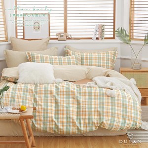 《DUYAN 竹漾》100%精梳純棉雙人床包三件組-青檸薄荷 台灣製