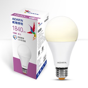 【ADATA 威剛】16W LED 燈泡 2020年節能標章(4入組)黃色