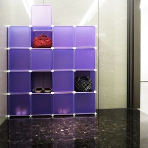 【H&R安室家】16格16門收納櫃-12吋百變組合櫃紫色