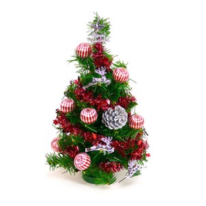【摩達客】台灣製迷你1尺(30cm)裝飾綠色聖誕樹(銀松果糖果球色系)免組裝/本島免運費